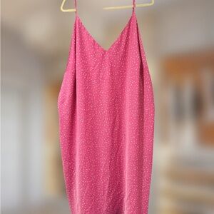 Pink Polka Dot Women's Satin Slip Dress